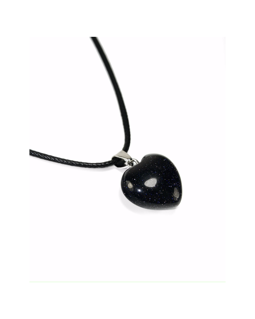 GrowUp Кулон подвеска талисман Сердце из имитированного камня со шнурком Авантюрин мерцающий 2 см