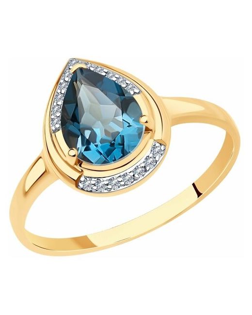 SOKOLOV Diamonds Кольцо из золота с бриллиантами и лондон топазом 71-00002 размер 19