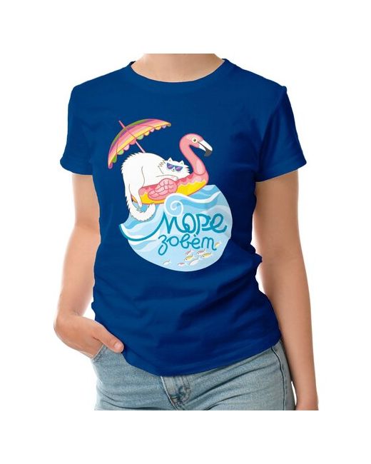 Roly футболка Море зовет Отпуск кот фламинго и лето S темно-