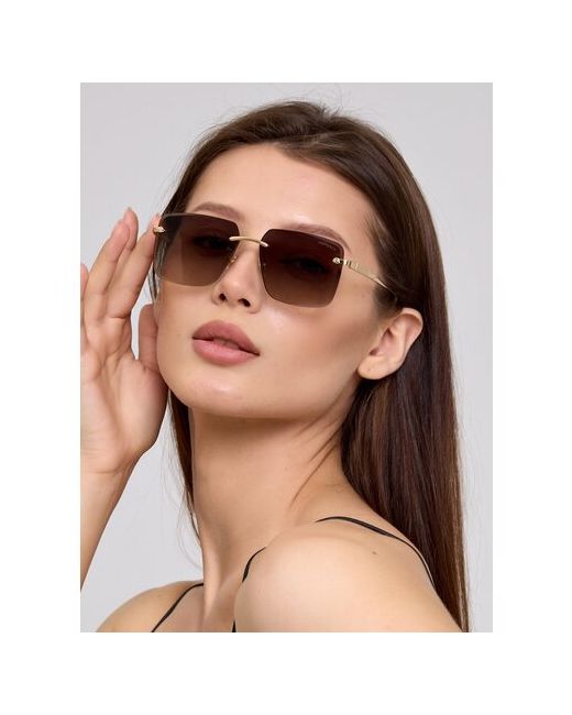 Silk Mask Premium Очки солнцезащитные прямоугольные Голубые футляр Модные очки без оправы коллекция 2023