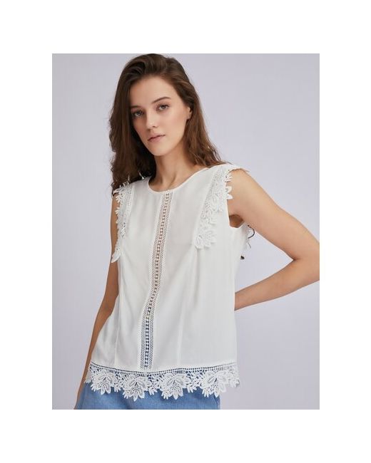 Zolla Топ-блузка с кружевом без рукавов Молоко размер XS
