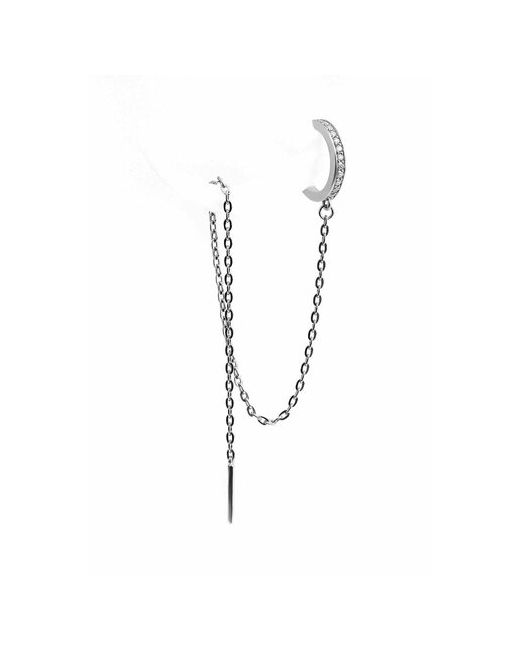 Sirius Jewelry Серебряные серьги Sirius-Jewelry серебро 925 кафф на ухо серьга с цепочкой моно камнями