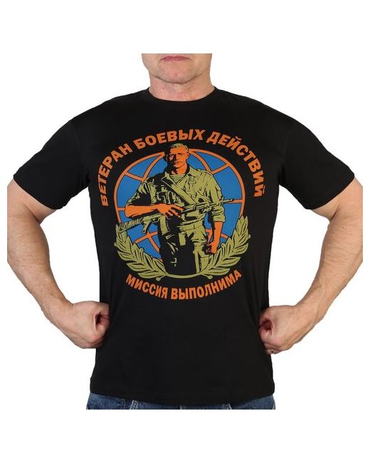 Военпро Черная классическая футболка Ветеран боевых действий RUS 56 3XL