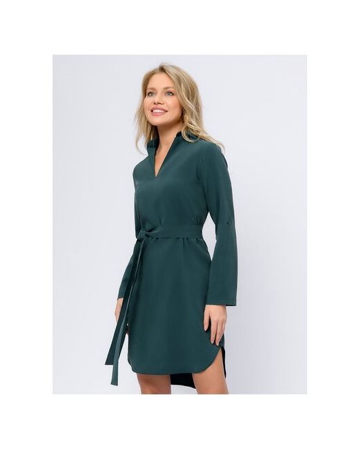 1001dress Платье-рубашка темно-зеленое разноуровневое