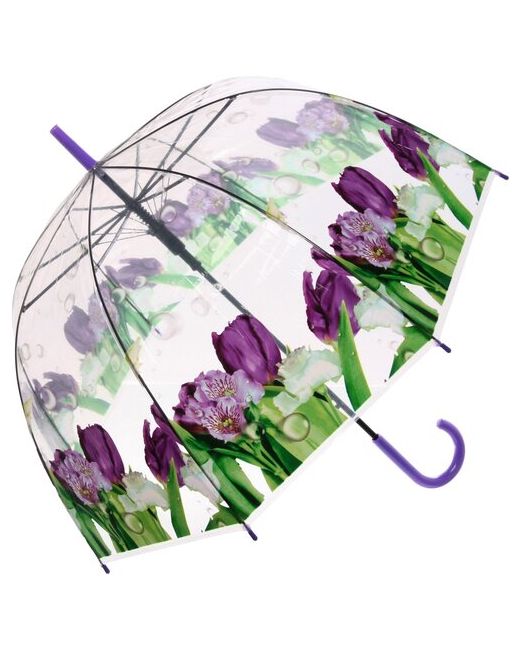 Ultramarine Зонт зонт трость Цветы 8 спиц сиреневый купол 80см длина в сложенном виде 82см