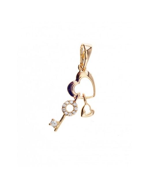 Xuping Jewelry Кулон сердце подвеска на шею ключик с фианитами Xuping бижутерия под золото подарок любимой.