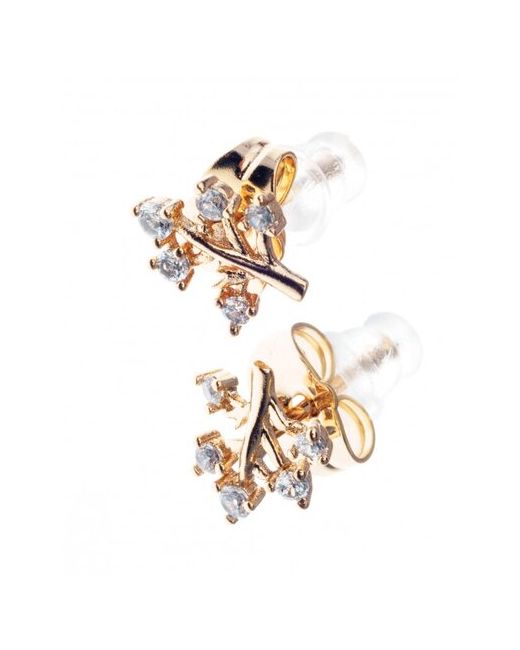 Xuping Jewelry Серьги маленькие с фианитами бижутерия под золото сережки для девочек и пирсинга