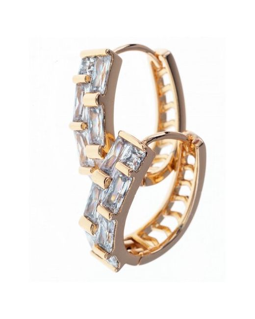 Xuping Jewelry Серьги кольца с дорожками фианитов белые бижутерия под золото
