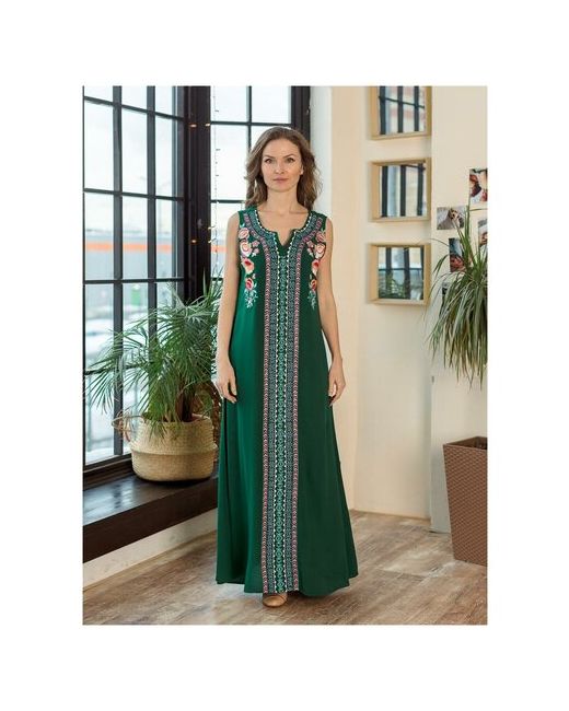 Индия Платье GANG 22-476-2 вискоза с вышивкой зеленое