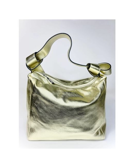Richezza итальянская сумка на плечо из натуральной кожи золотистого цвета