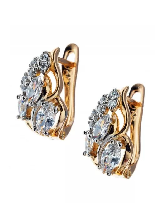 Xuping Jewelry Серьги с фианитами классические бижутерия под золото сережки в подарок