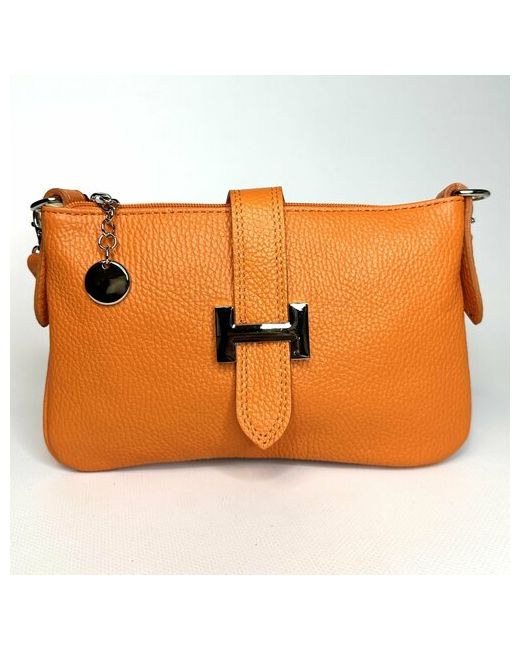 Vera Pelle маленькая оранжевая сумка клатч с ремешком кросс боди из натуральной кожи