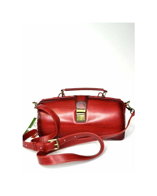 Vera Pelle красная итальянская сумка саквояж кросс боди из натуральной кожи ручной работы