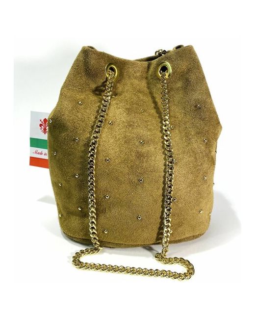 Vera Pelle замшевая мягкая итальянская сумка на цепочке кисет