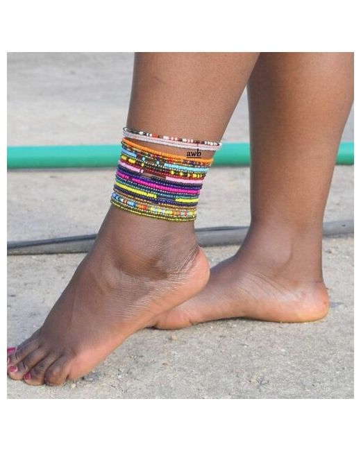 #Лакшери Браслет на ногу из бисера большой набор анклет цепочка бижутерия золотой голуюой