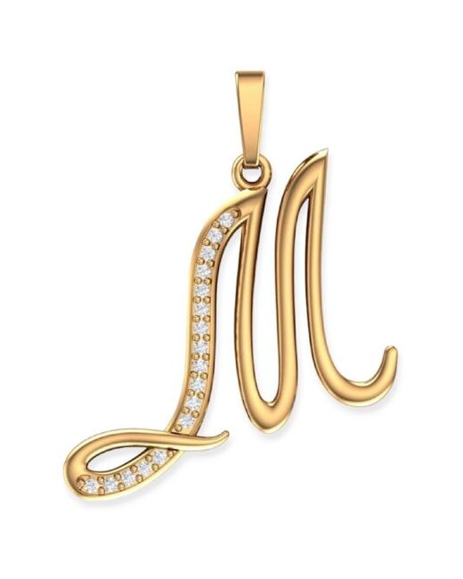Pokrovsky Jewelry Золотая подвеска буква М с бесцветными фианитами 0400624-00770
