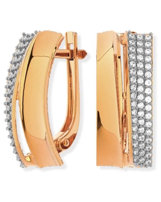 Pokrovsky Jewelry Золотые серьги с бесцветными фианитами 2101542-00770