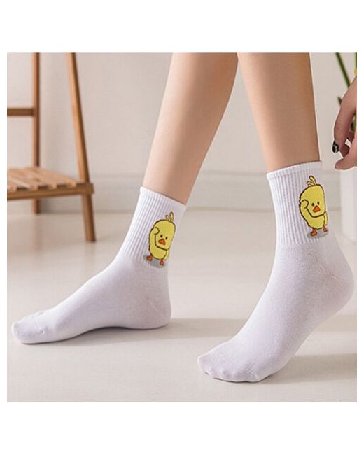 Sova Дизайнерские длинные носки с принтом Желтый утенок размер 35-39