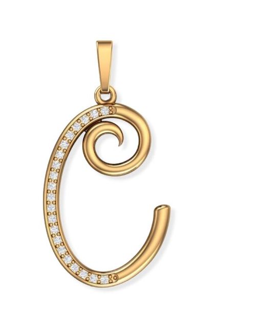 Pokrovsky Jewelry Золотая подвеска буква С с бесцветными фианитами 0400626-00770