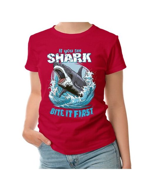 Roly футболка Зубастая акула на красном M