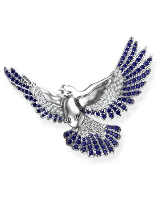 Pokrovsky Jewelry Брошь серебро Pigeon с синими и белыми фианитами 2700045-00285