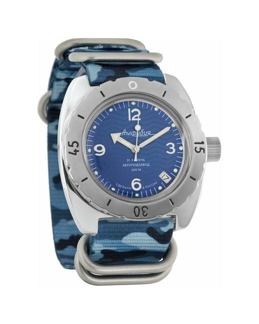 Восток наручные часы Амфибия 150346-florablue нейлон камо голубая флора