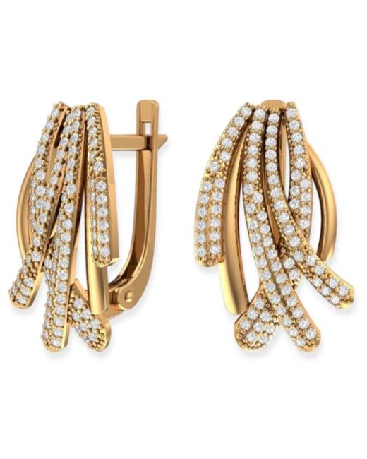 Pokrovsky Jewelry Золотые серьги с бесцветными фианитами 2100841-00770