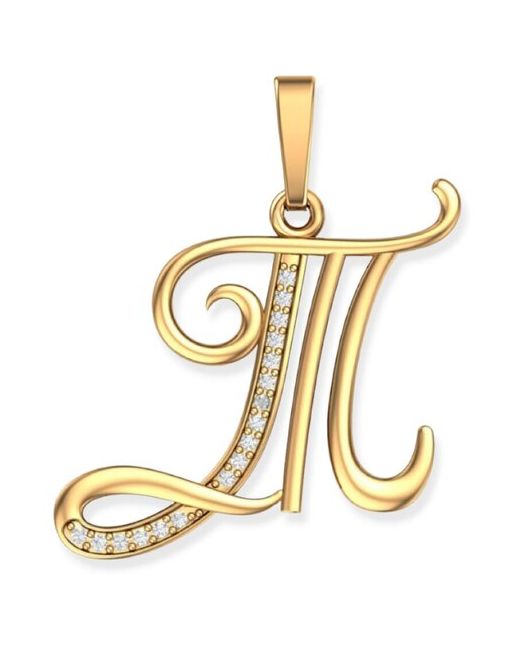 Pokrovsky Jewelry Золотая подвеска буква Т с бесцветными фианитами 0400629-00770