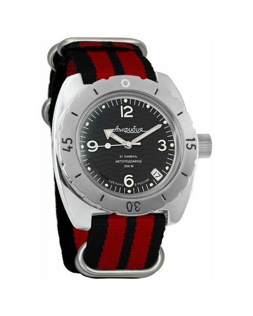 Восток наручные часы Амфибия 150344-black-red нейлон черный