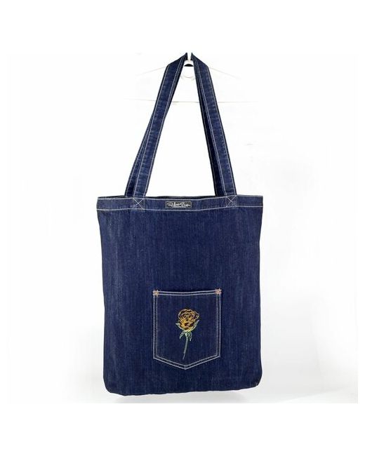 Самозанятый Вартанов Р. Ю. Джинсовая сумка-шоппер размер 30 см х 33 SMALL с вышивкой Роза