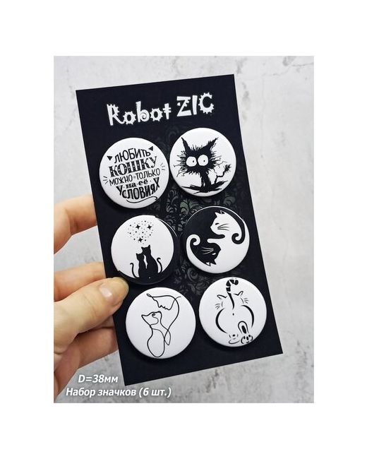 RobotZic Значки на рюкзак Кошки коты котики котята мемы набор 6 шт.