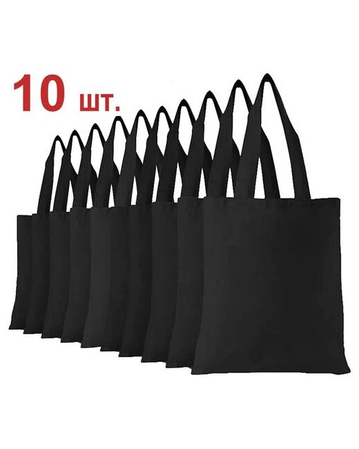 Шурупов А.Л. Сумка шоппер черный набор 10 шт. холщовая сумка черная под нанесение ручки из ткани