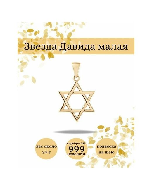 Beregy Подвеска на шею Звезда Давида серебро 925 с позолотой 999