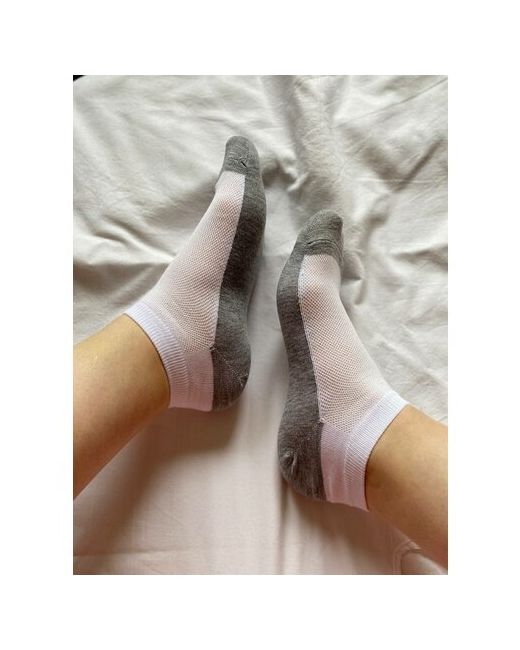 Шарм Белые дышащие хлопковые носки с сеткой и серой подошвой 5 штук