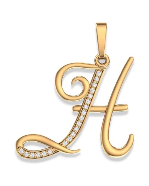 Pokrovsky Jewelry Золотая подвеска буква Н с бесцветными фианитами 0400630-00770