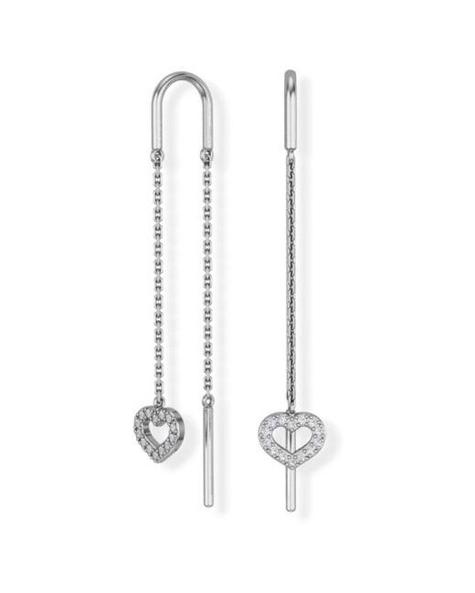 Pokrovsky Jewelry Серьги серебро продевки Сердечки с фианитами 0221260-00775