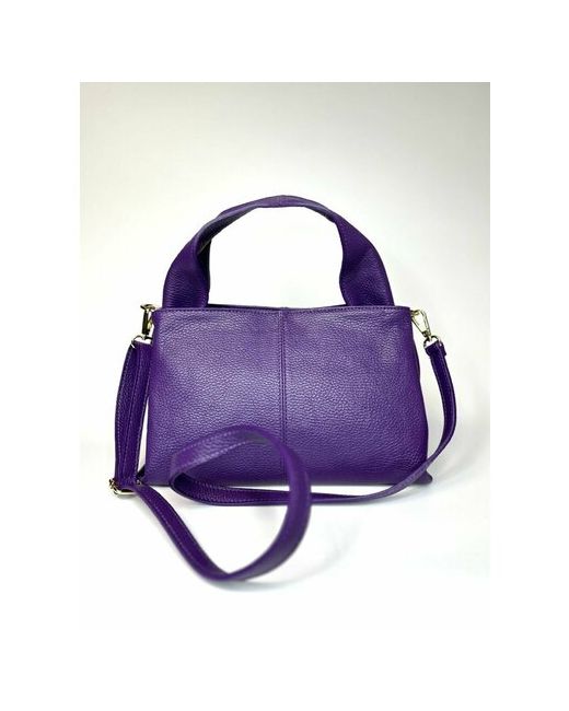 Vera Pelle сумка трапеция ультра фиолет из фактурной натуральной кожи
