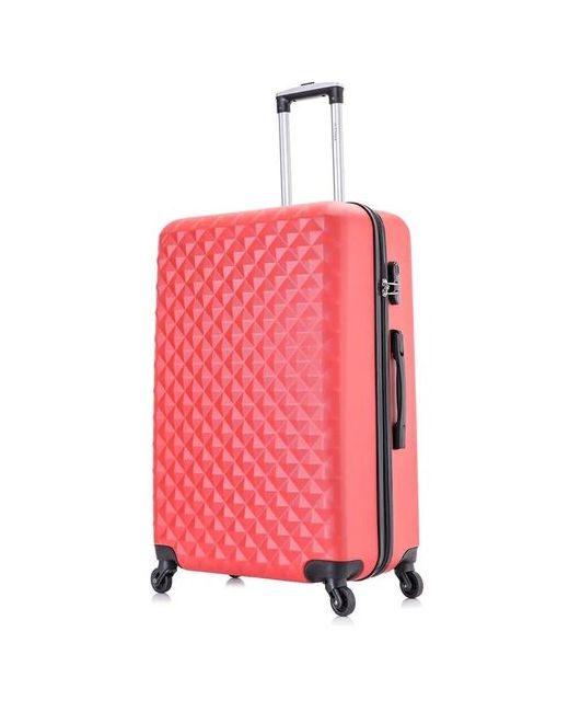 L'Case Чемодан на колесах Lcase Phatthaya. Большой L АВС пластик. Розовый дорожный чемодан колесиках для путешествий и поездок.