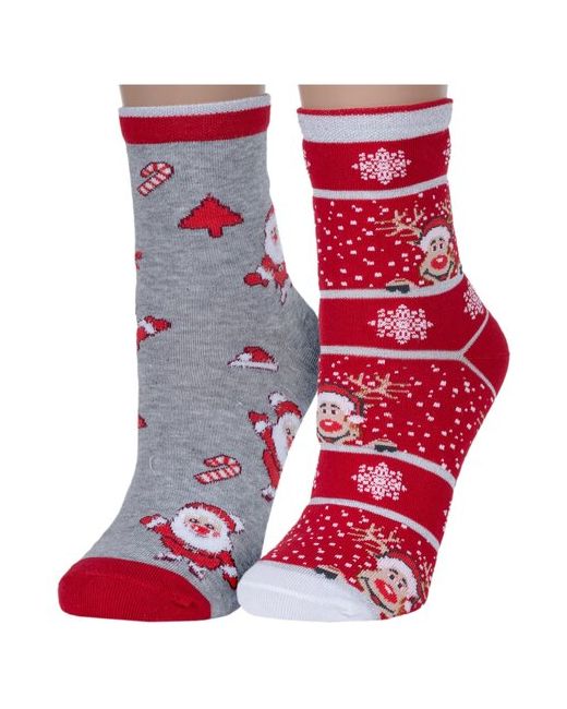 Красная Ветка Комплект из 2 пар женских носков микс 10 размер 23-25