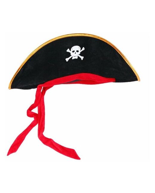 Happy Pirate Шляпа пирата Пиратская треуголка с красной лентой черепом