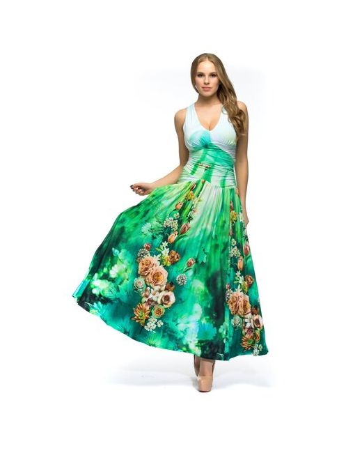 MadaM-T Платье Рорайма МадаМ Т яркое с цветочным принтом Зеленого цвета 44 размера