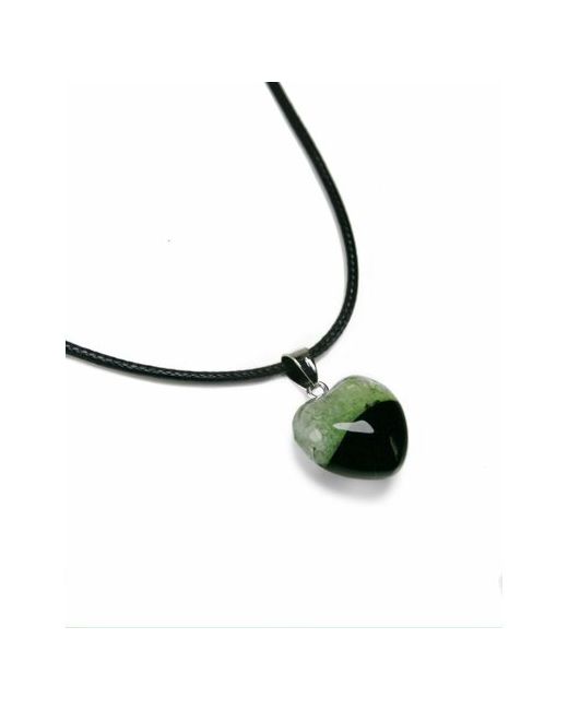 GrowUp Кулон подвеска талисман Сердце объемное из натурального камня на шнурке Бразильский агат зеленый 2 см