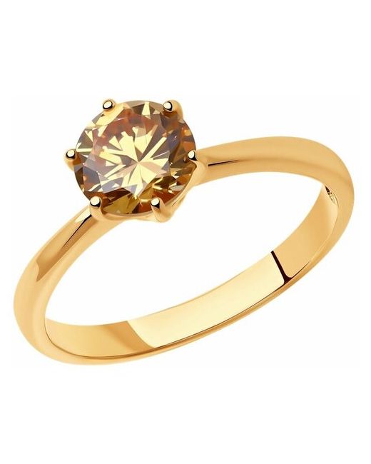 Diamant Кольцо из золочёного серебра с фианитом 93-110-01633-2 размер 16.5