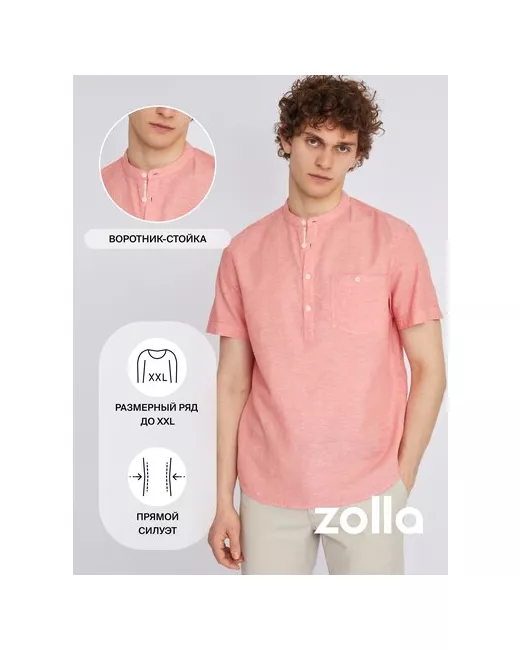Zolla Рубашка из льна с коротким рукавом Светло размер XL