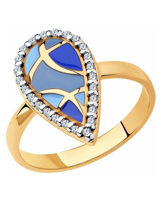 Diamant Кольцо из золочёного серебра с фианитами и эмалью 93-110-01582-1 размер 17.5