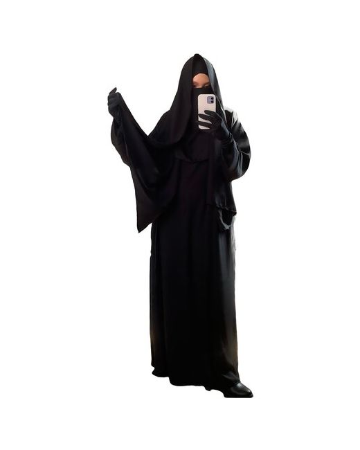 ИП Соложенко Мария Борисовна Абая Черная Шелк Комплект Четверка в арабском стиле Абайя длинная Мусульманское платье Исламская одежда Хиджаб