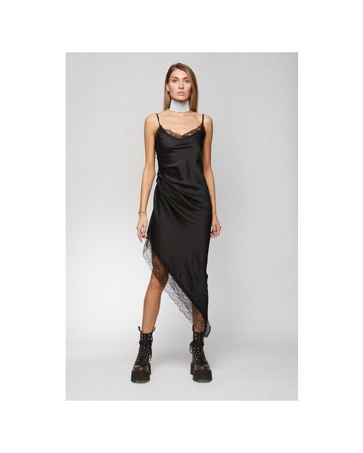 LUV Concept Асимметричное платье с кружевом черное S