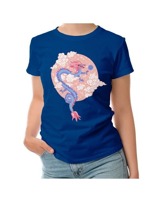Roly футболка Синий добрый дракон на розовом. Символ 2024 L