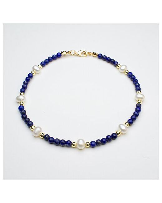 Jewelry a vento Браслет на ногу из лазурита и жемчуга синий натуральных камней.