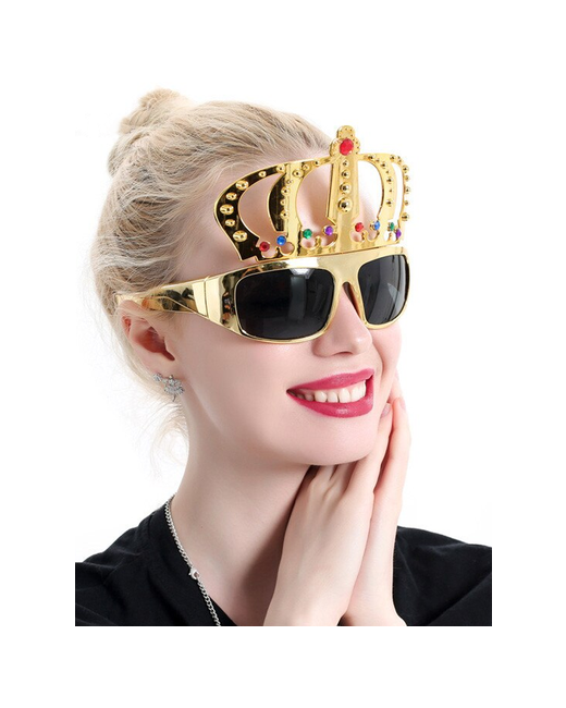 Riota Карнавальные очки для праздника/маскарада Веселуха на Хэллоуин/в подарок день рождения Золотые с короной царя